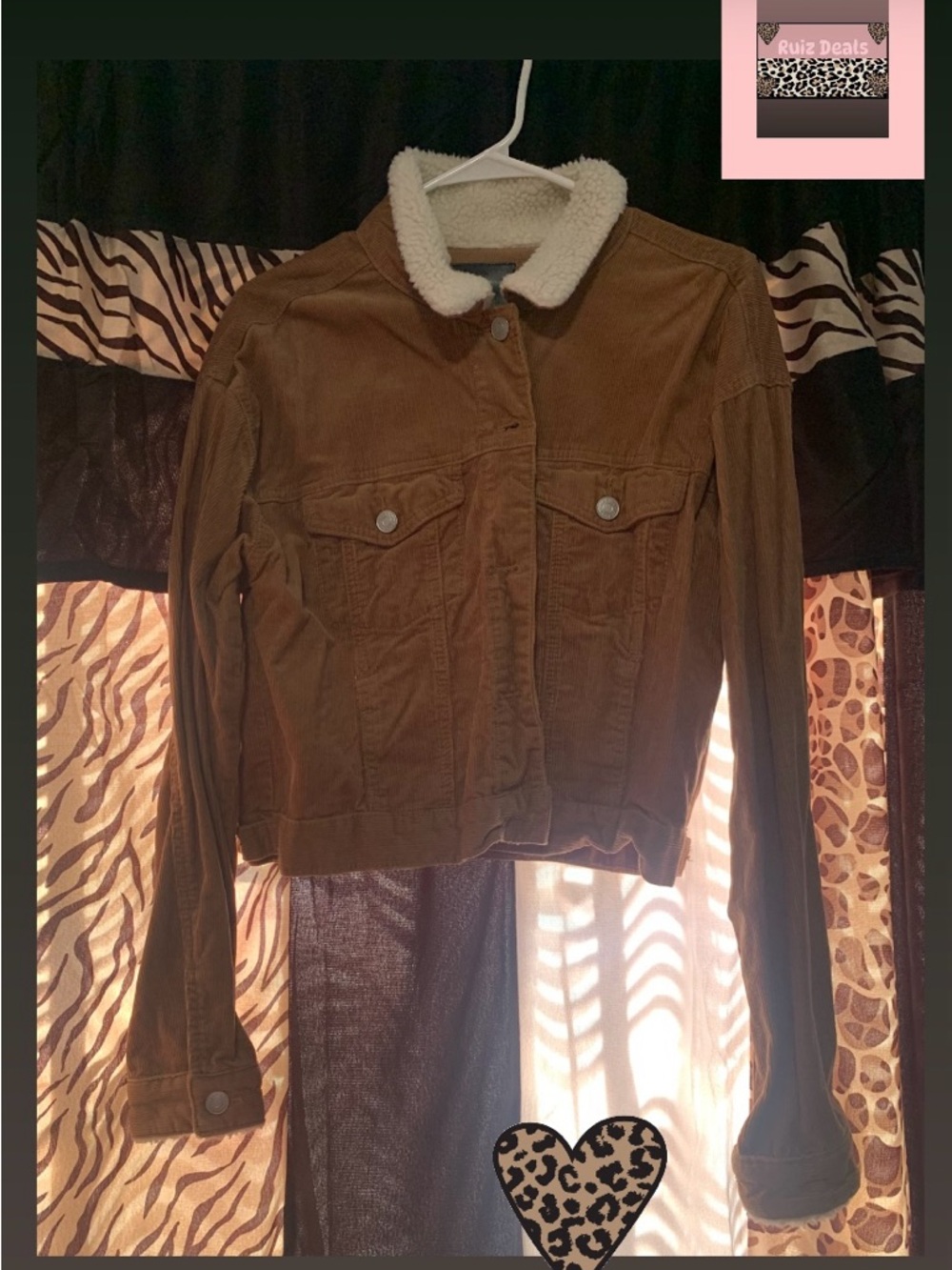 Refuge Denim Brown Corduroy Jacket with Cream Sherpa Collar